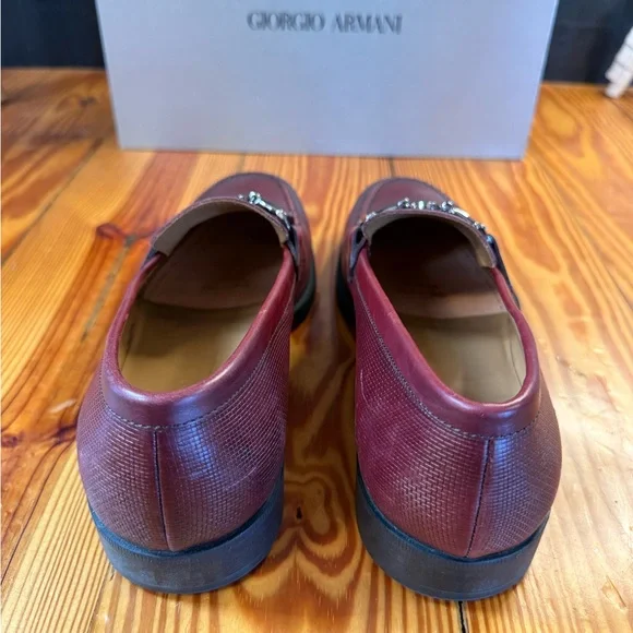 Giorgio Armani Men's Burgendy Slip-On Loafers - Picture 2 of 7